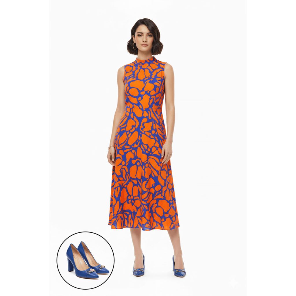 Lucky Mavi Cilt Topuklu Ayakkabı