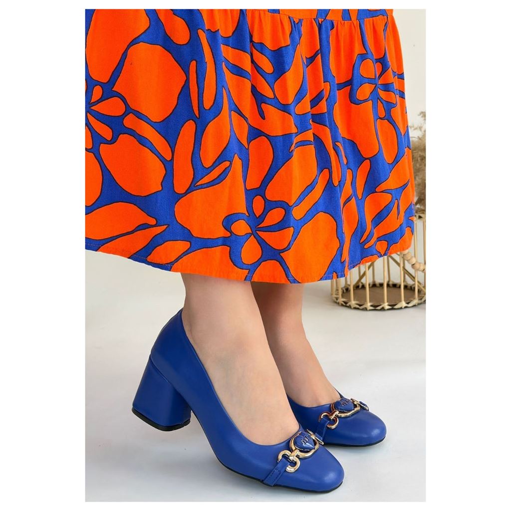 Lucky Mavi Cilt Topuklu Ayakkabı