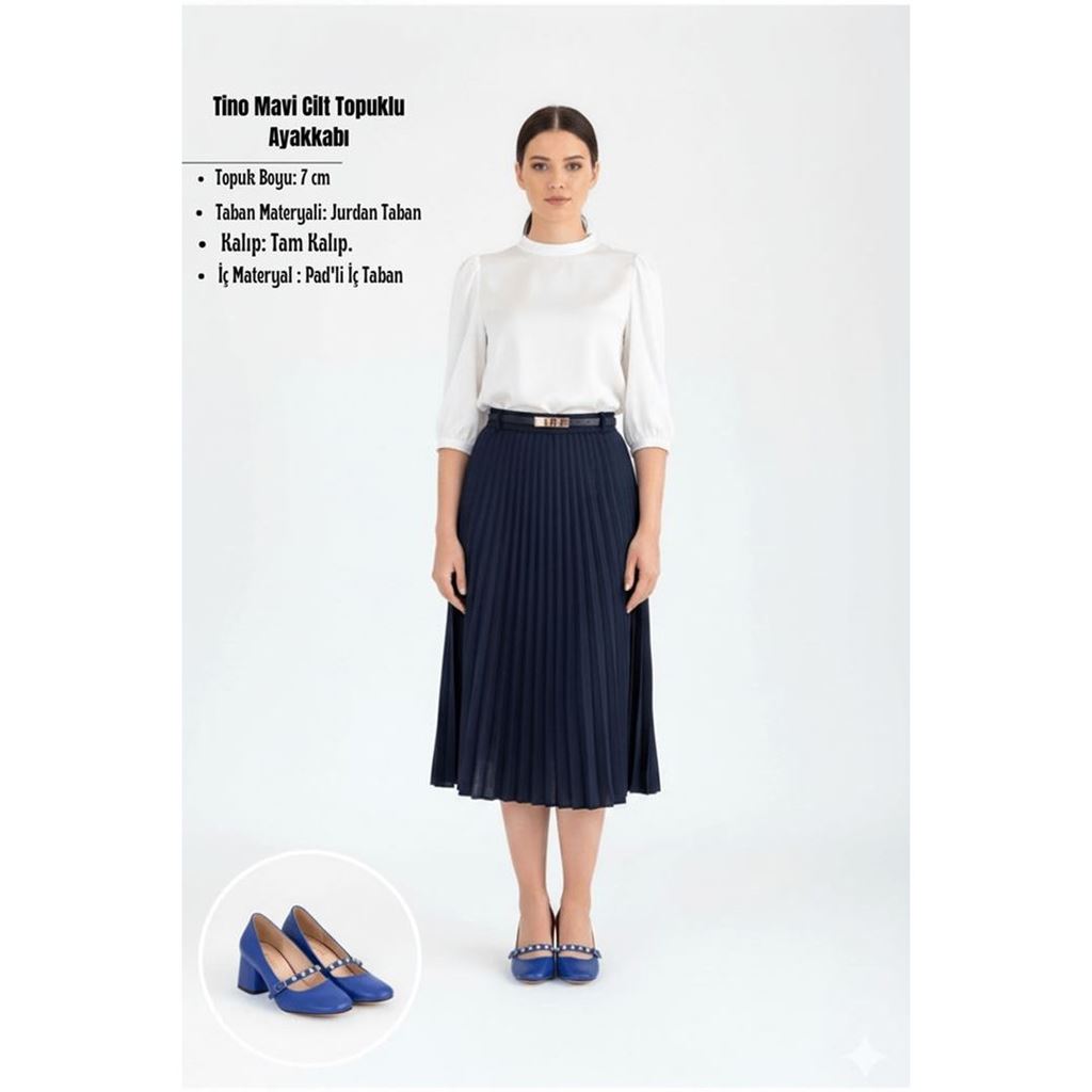 Tino Mavi Cilt Topuklu Ayakkabı