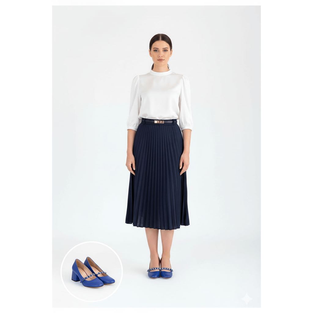 Tino Mavi Cilt Topuklu Ayakkabı