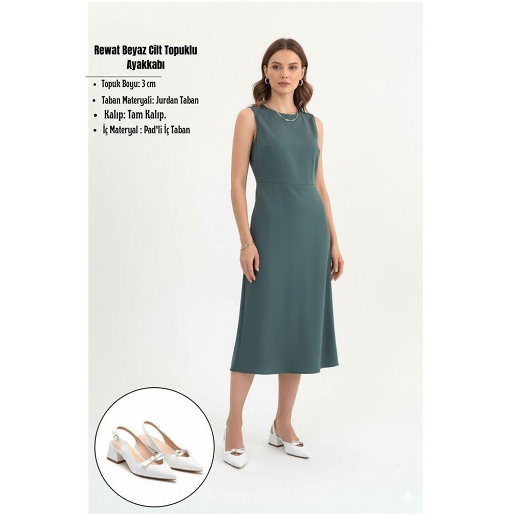Rewat Beyaz Cilt Topuklu Ayakkabı