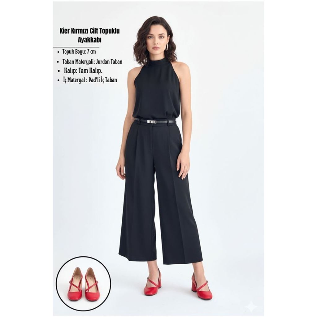 Kier Kırmızı Cilt Topuklu Ayakkabı