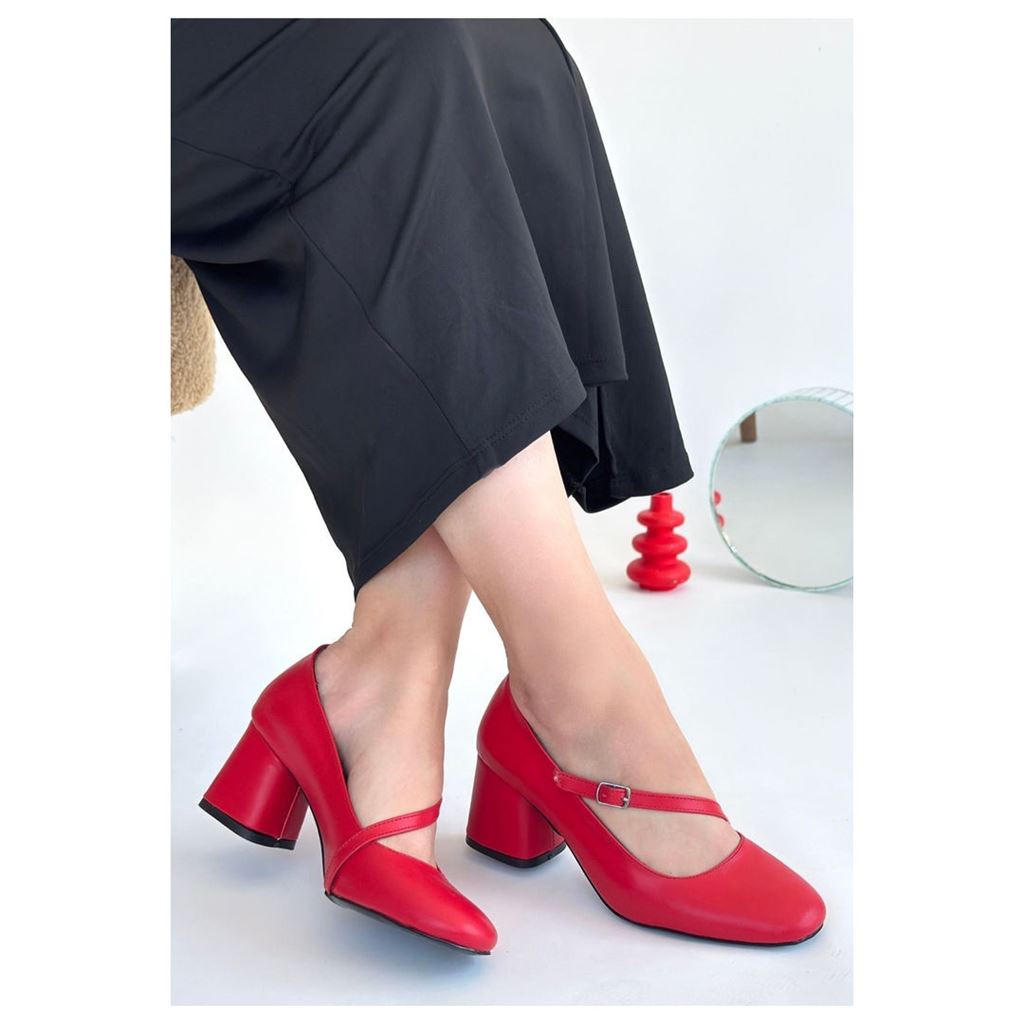 Kier Kırmızı Cilt Topuklu Ayakkabı