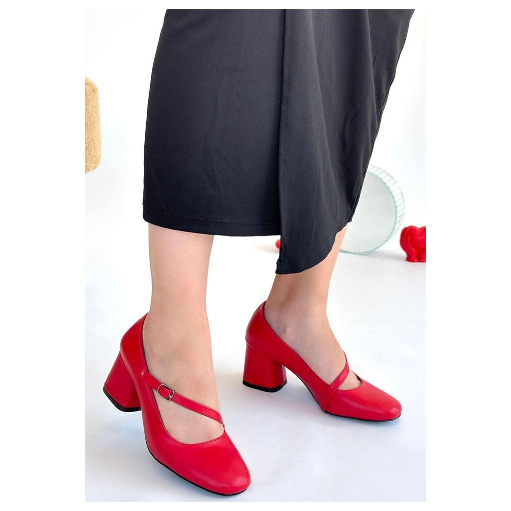 Kier Kırmızı Cilt Topuklu Ayakkabı