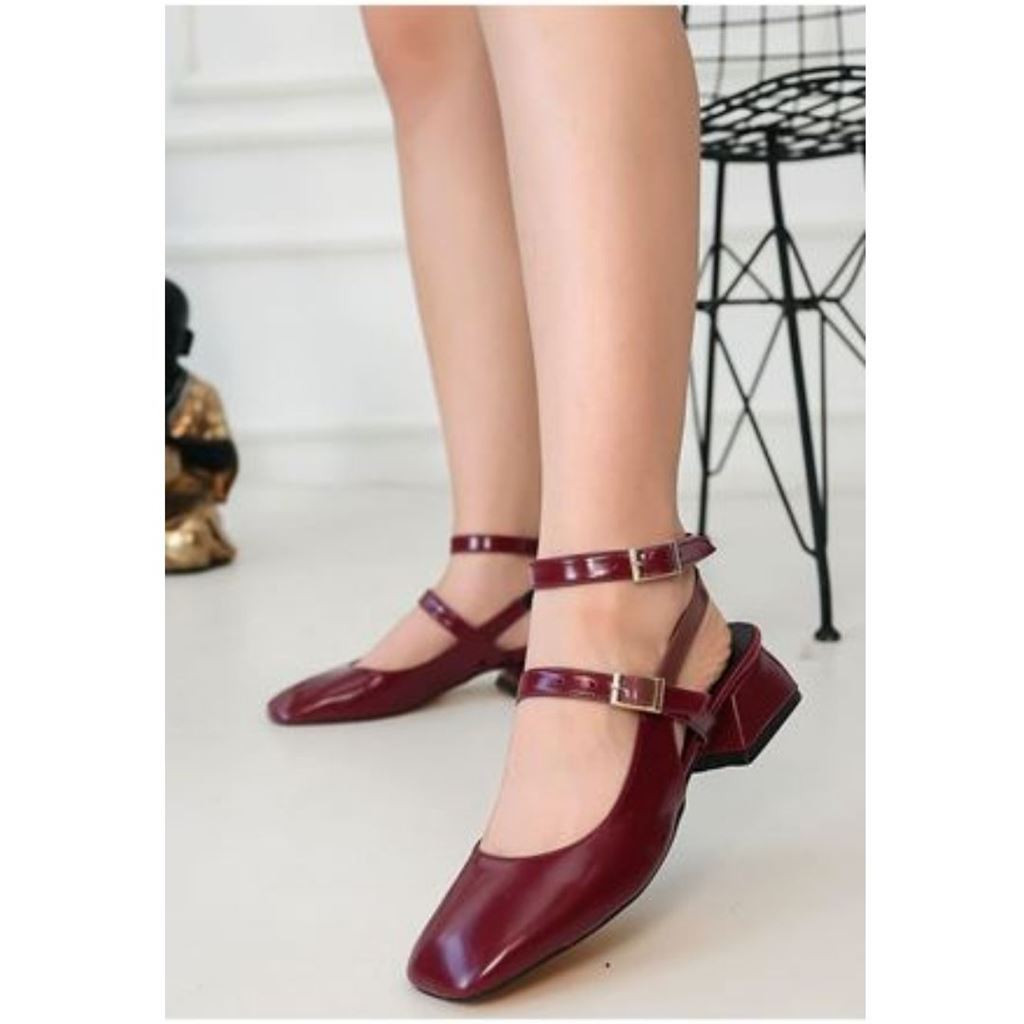 Karmi Mürdüm Cilt Topuklu Ayakkabı