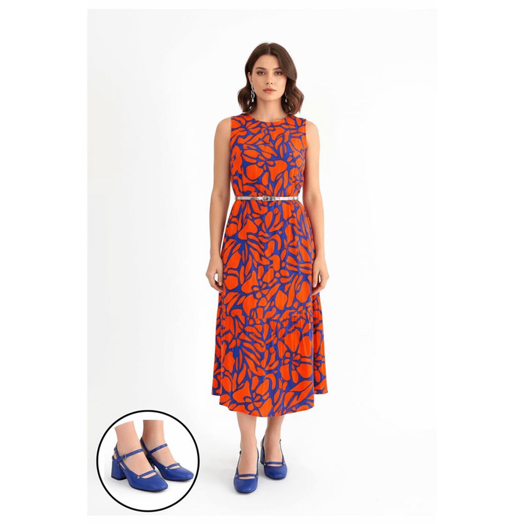 Jecci Mavi Cilt Topuklu Ayakkabı