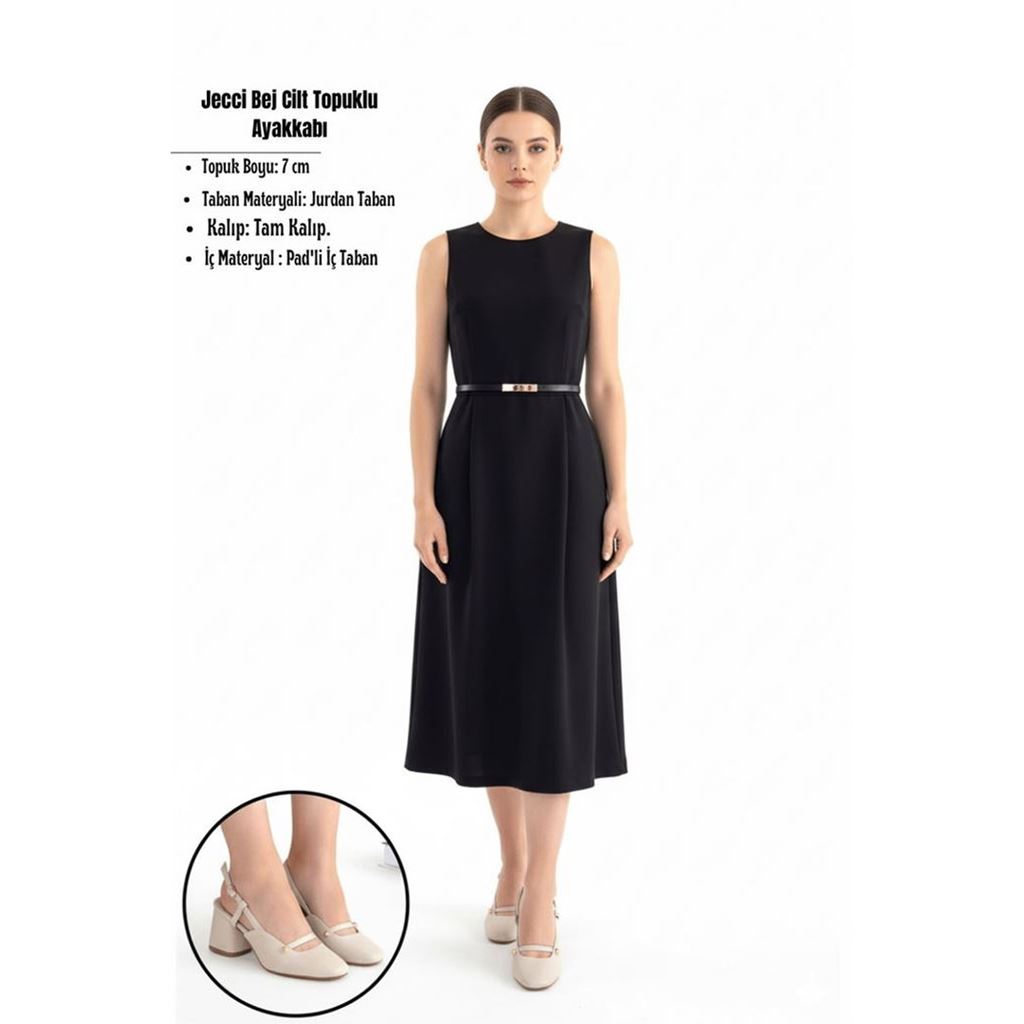 Jecci Bej Cilt Topuklu Ayakkabı