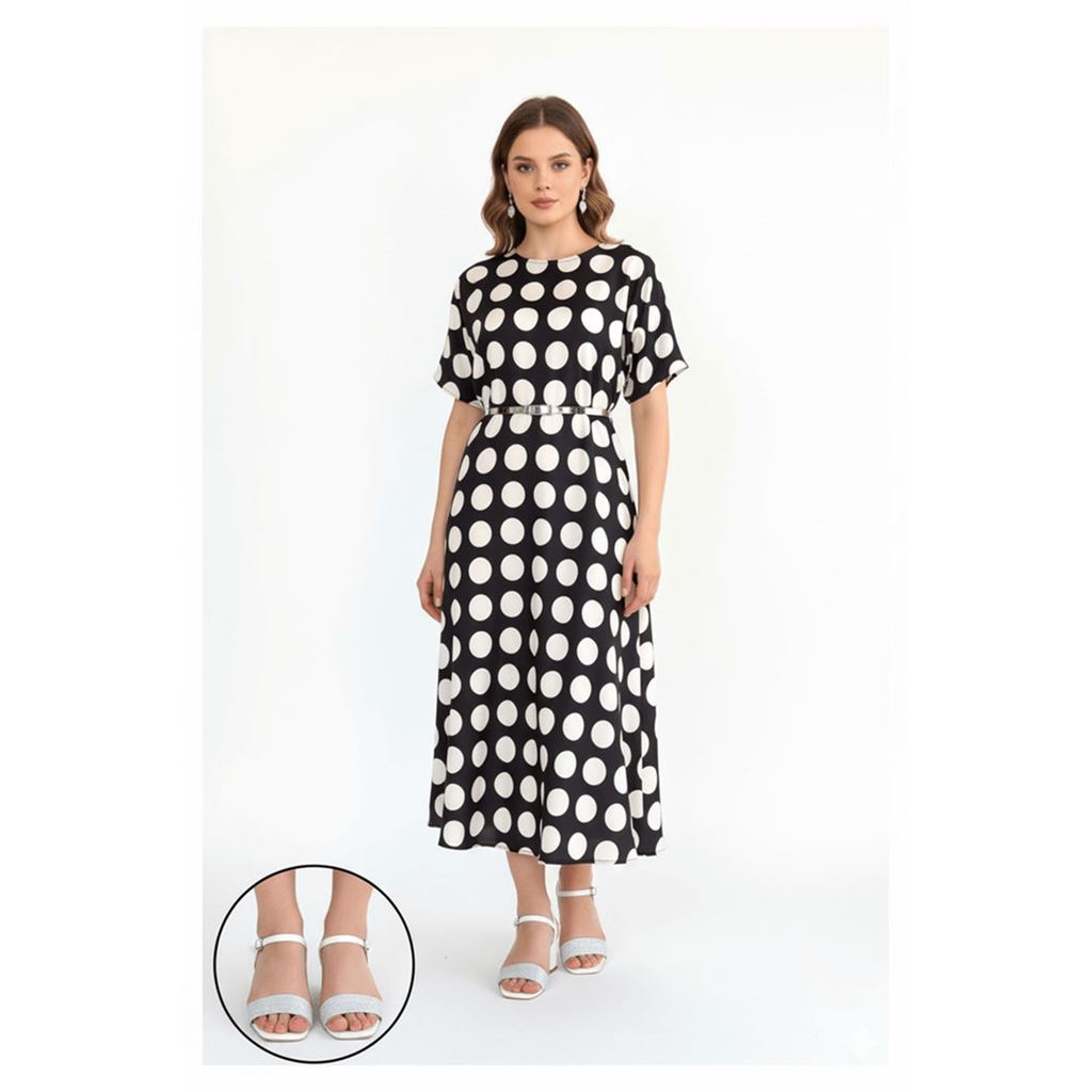 Feori Beyaz Saten Simli Tek Bant Topuklu Ayakkabı