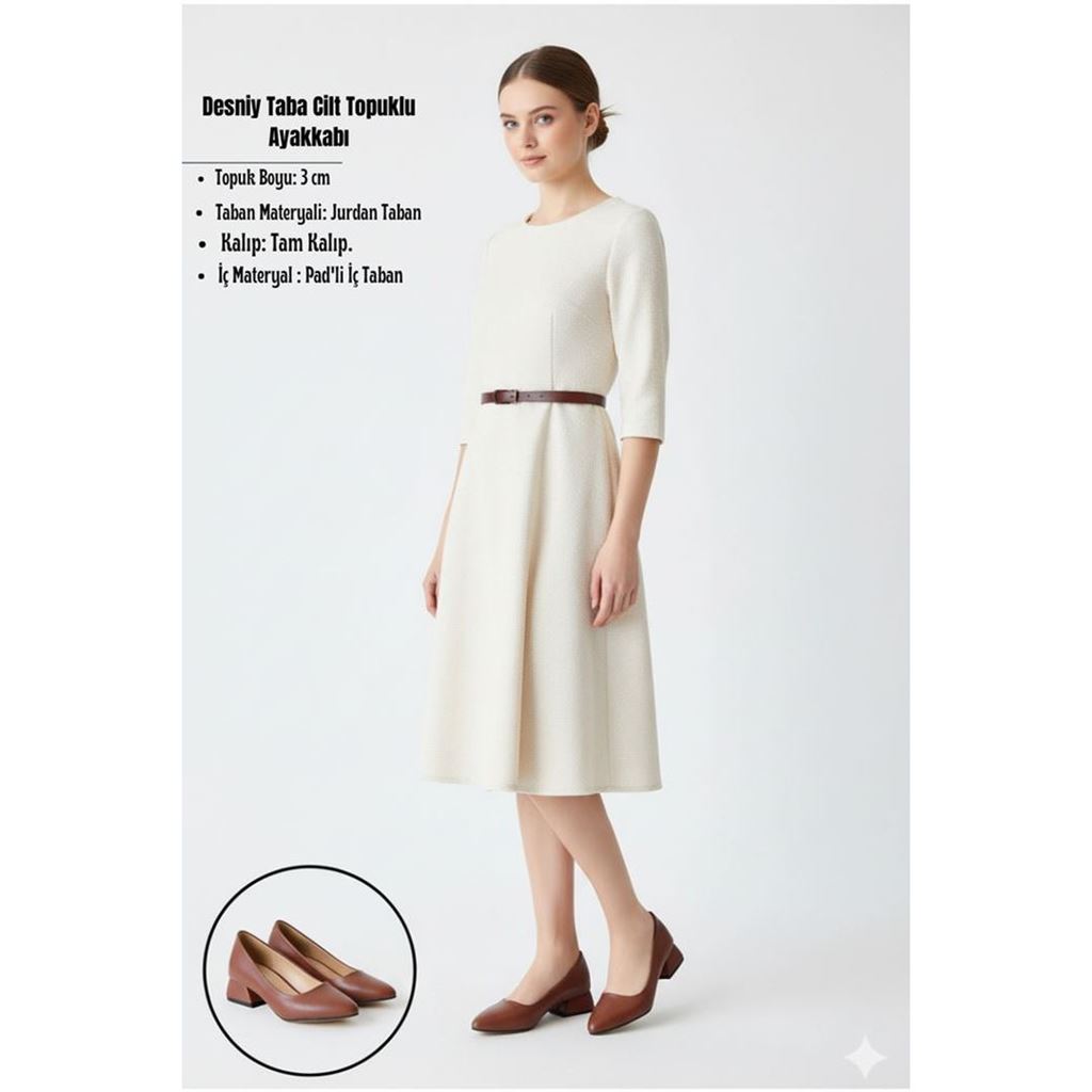 Desniy Taba Cilt Topuklu Ayakkabı