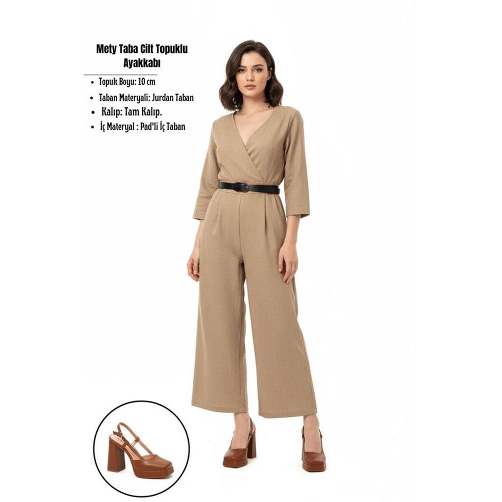 Mety Taba Cilt Topuklu Ayakkabı