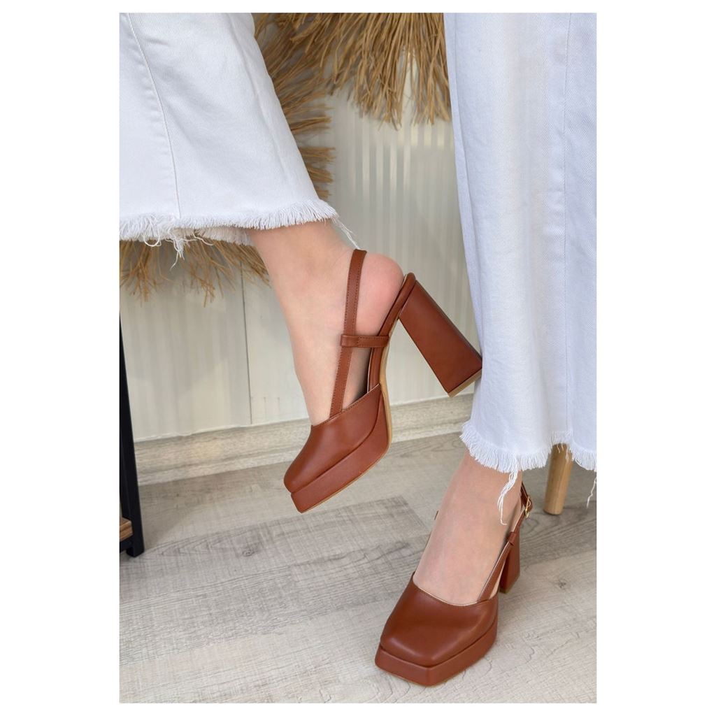 Mety Taba Cilt Topuklu Ayakkabı