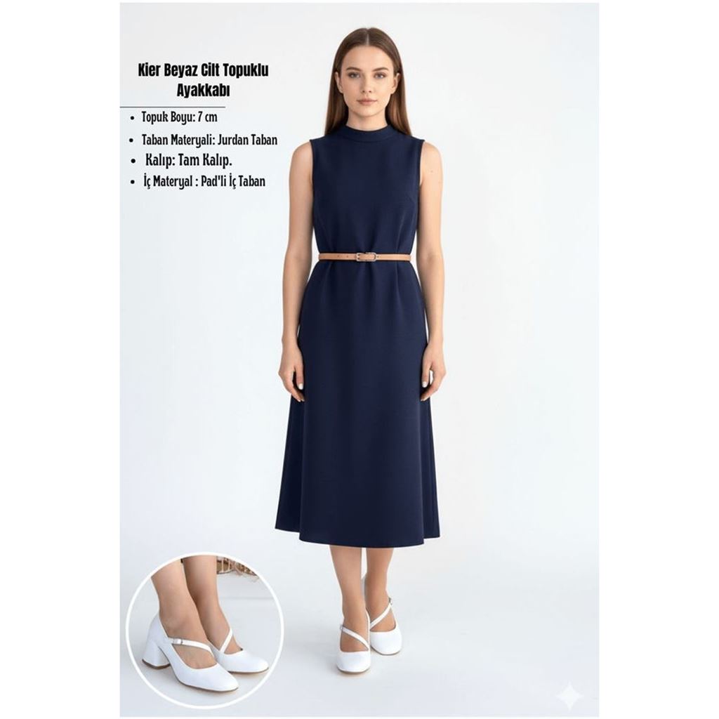 Kier Beyaz Cilt Topuklu Ayakkabı