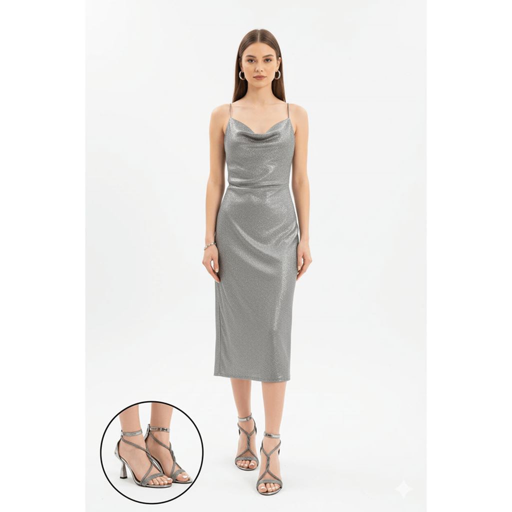 Yulia Platin Rugan Topuklu Ayakkabı