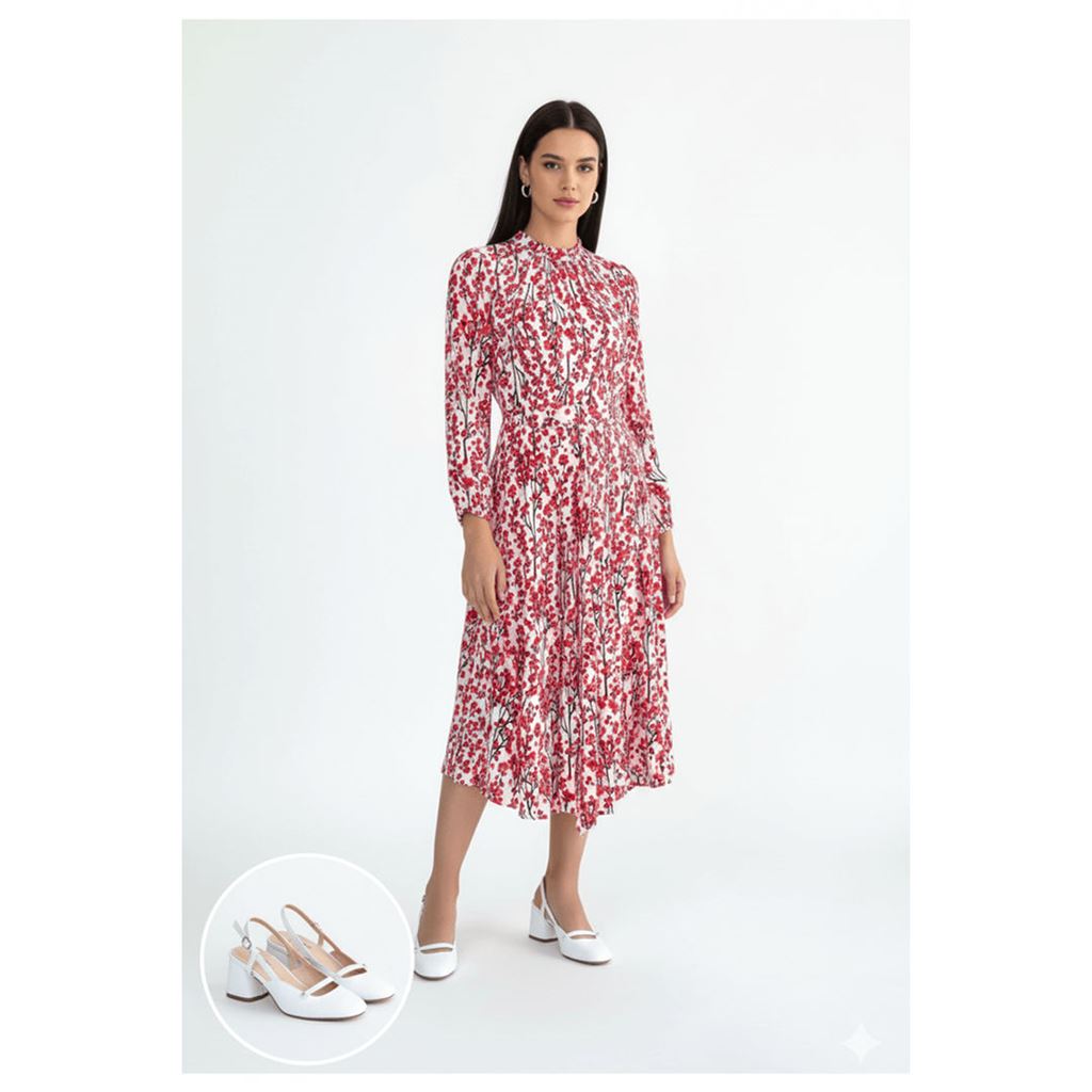 Jecci Beyaz Cilt Topuklu Ayakkabı