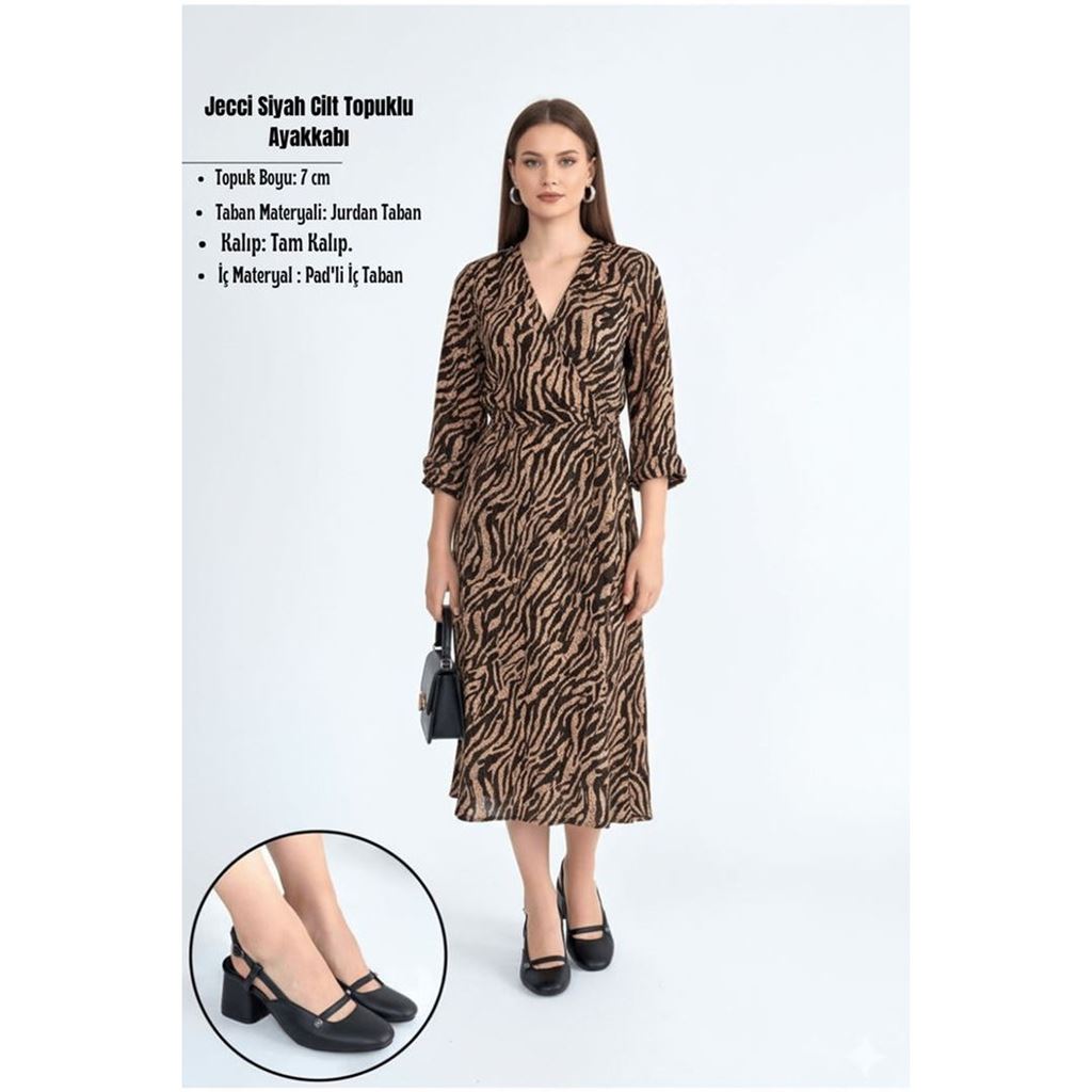 Jecci Siyah Cilt Topuklu Ayakkabı