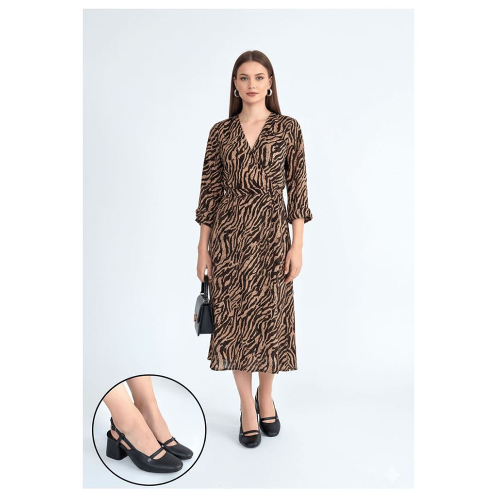 Jecci Siyah Cilt Topuklu Ayakkabı