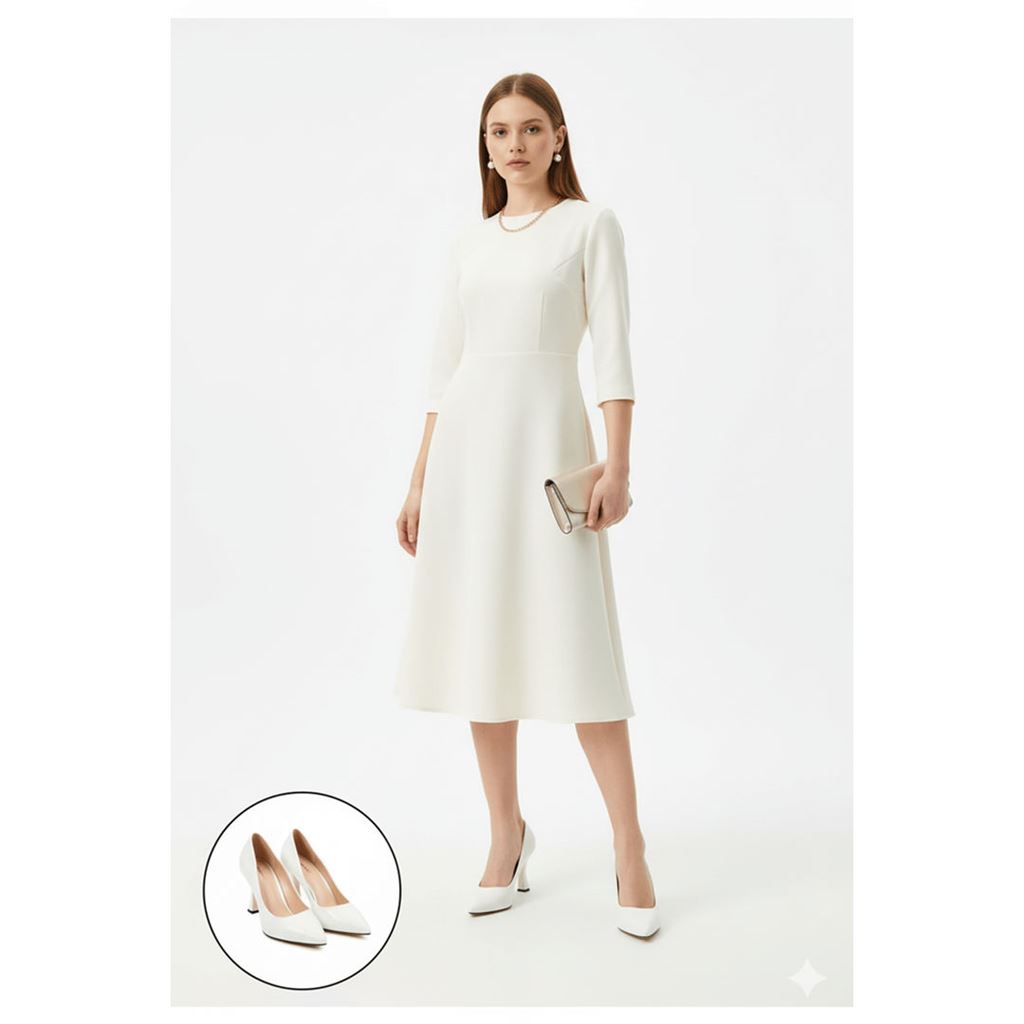 Ulba Beyaz Cilt Stiletto Ayakkabı