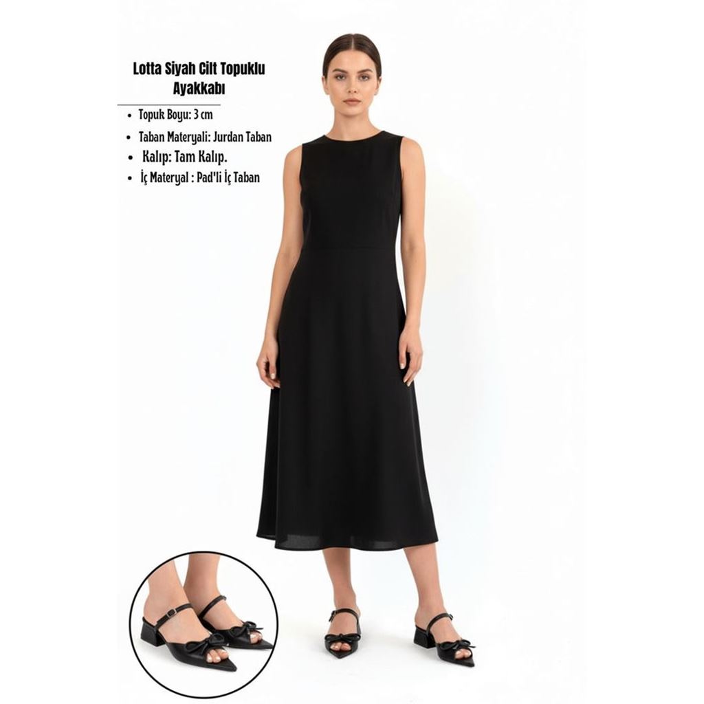 Lotta Siyah Cilt Topuklu Ayakkabı