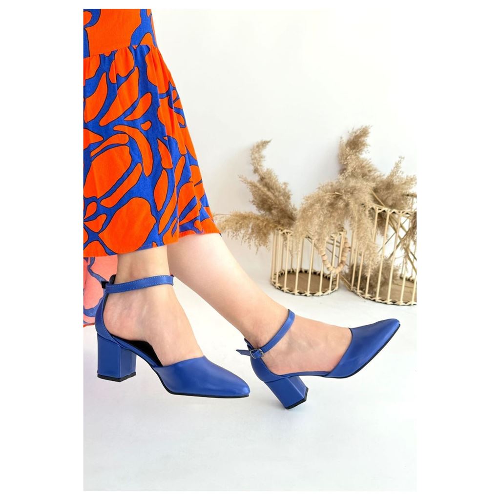 Mulen Mavi Cilt Topuklu Ayakkabı