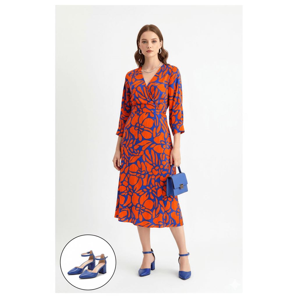 Mulen Mavi Cilt Topuklu Ayakkabı