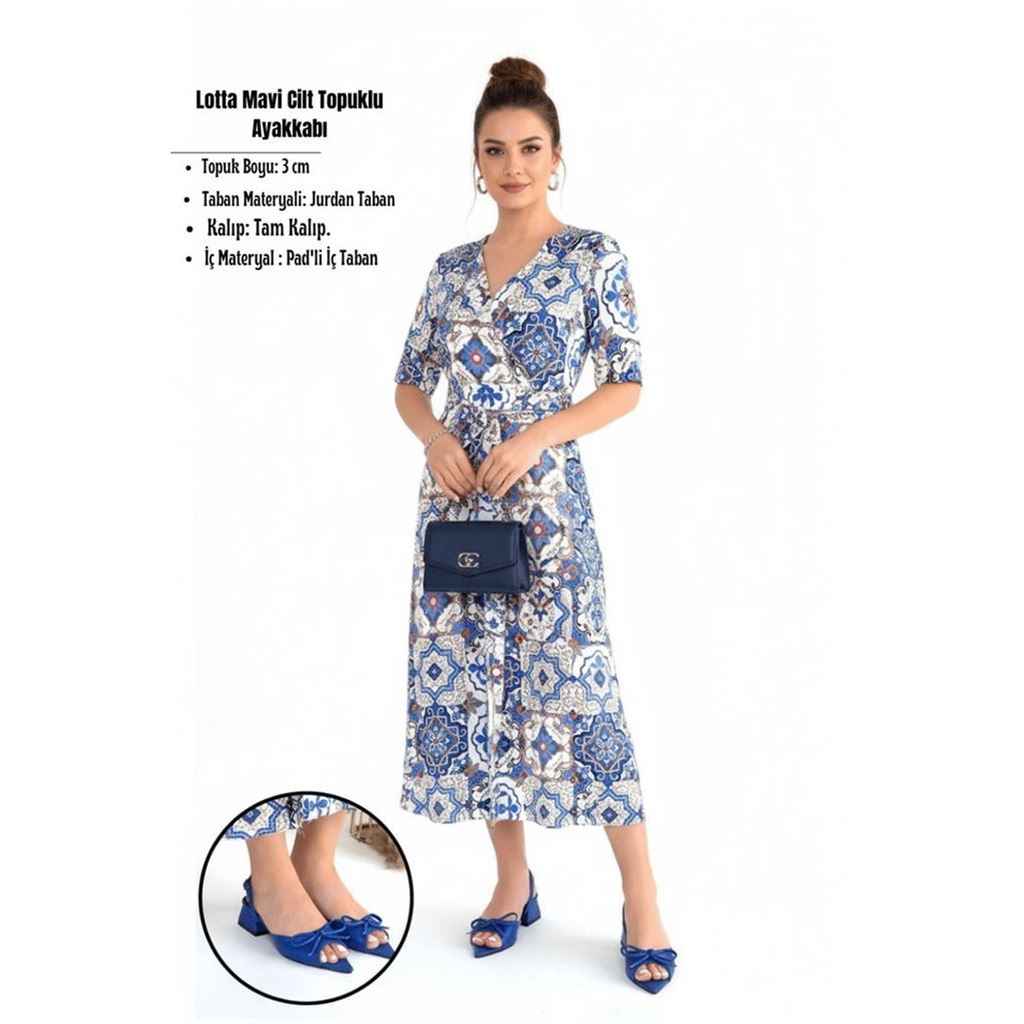 Lotta Mavi Cilt Topuklu Ayakkabı