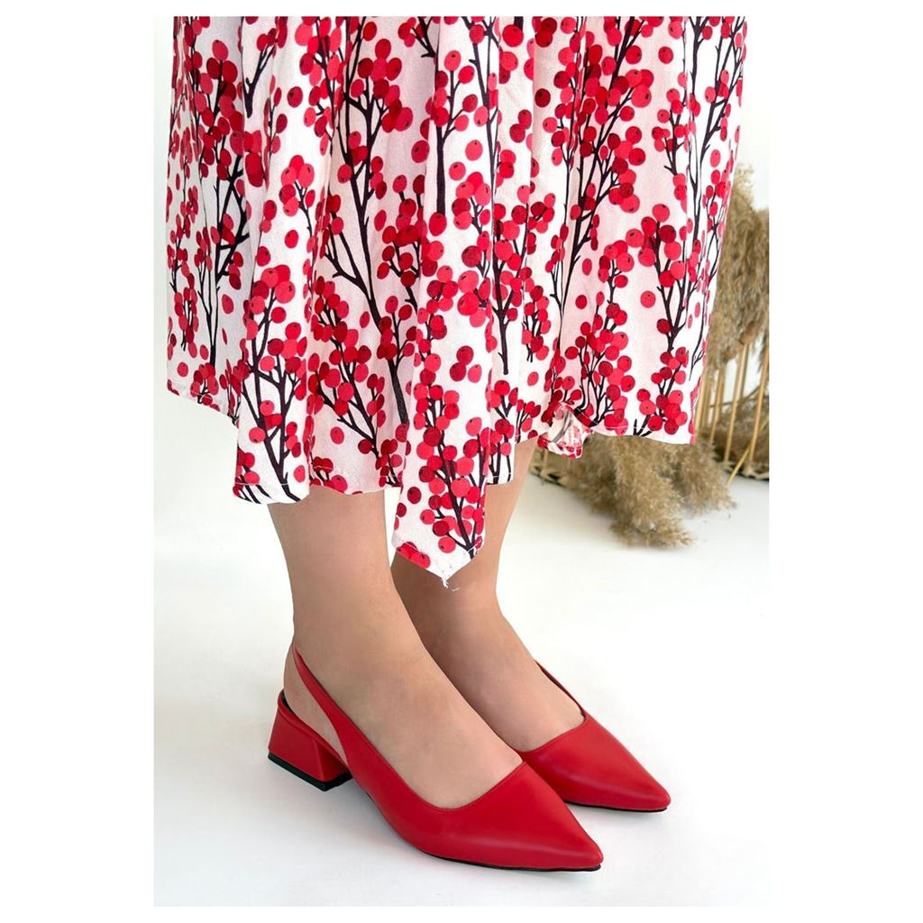 Morji Kırmızı Cilt Topuklu Ayakkabı