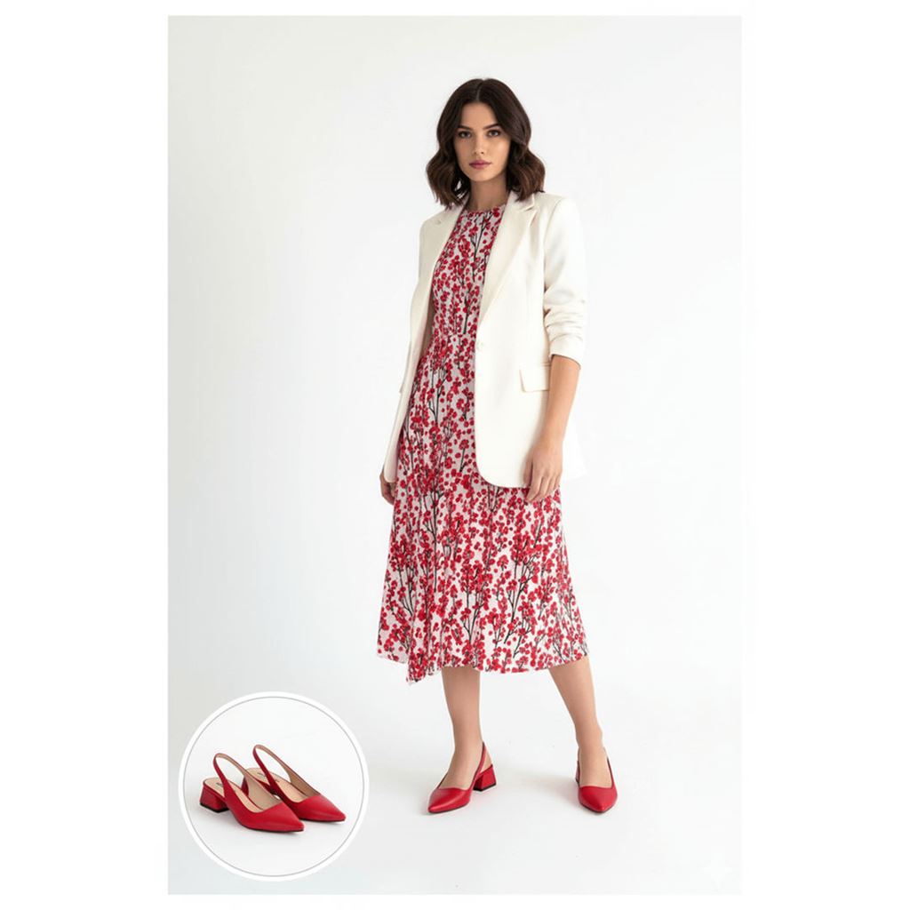 Morji Kırmızı Cilt Topuklu Ayakkabı