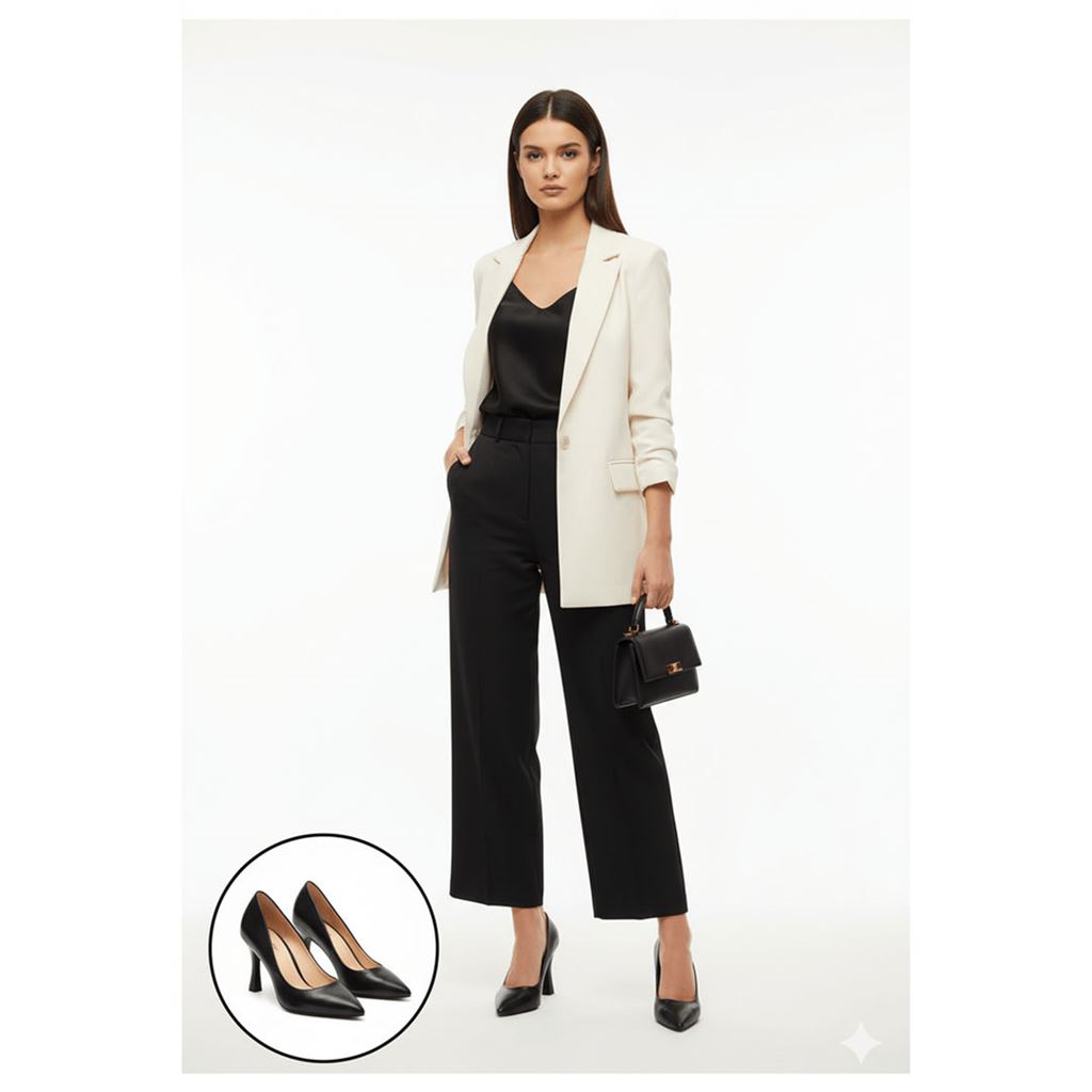 Ulba Siyah Cilt Stiletto Ayakkabı