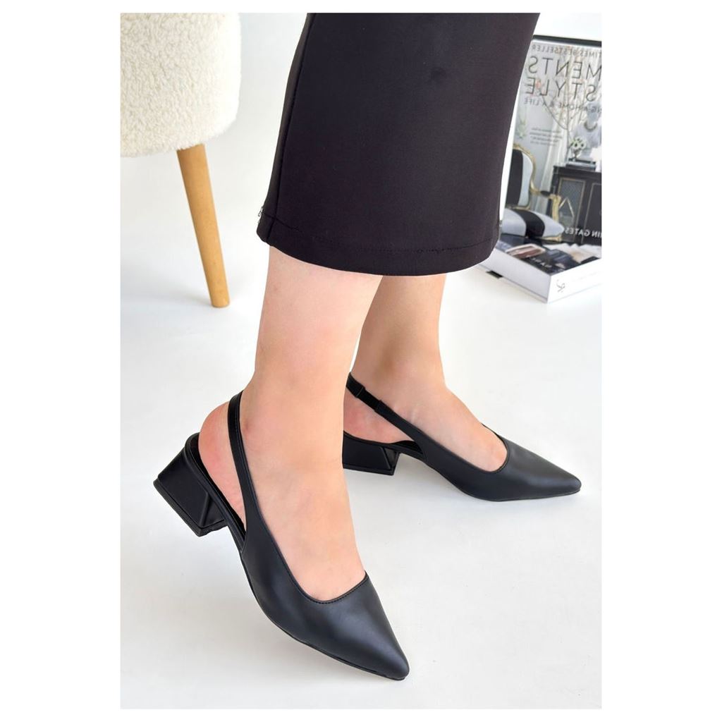 Morji Siyah Cilt Topuklu Ayakkabı