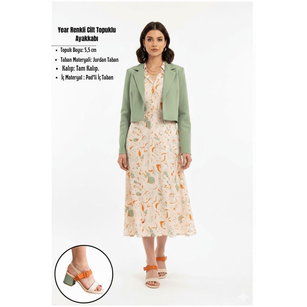 Year Renkli Cilt Topuklu Ayakkabı