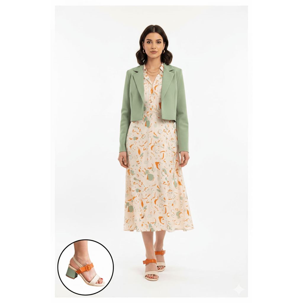 Year Renkli Cilt Topuklu Ayakkabı