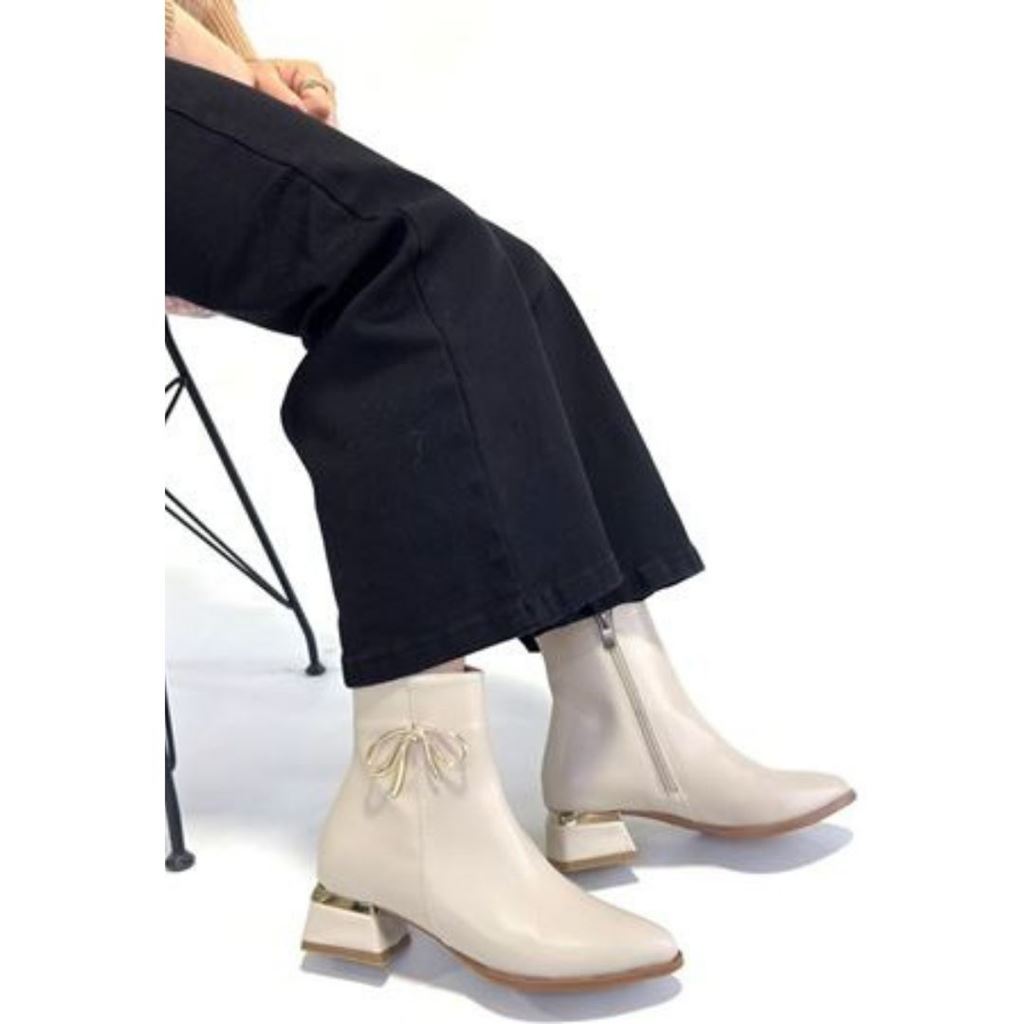 Harly Bej Cilt Topuklu Bot