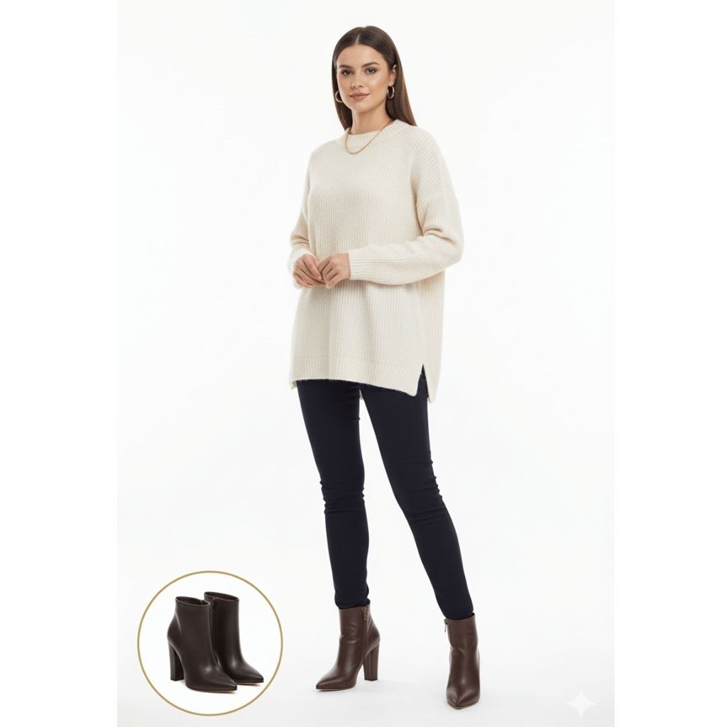 Blan Kahverengi Cilt Topuklu Bot