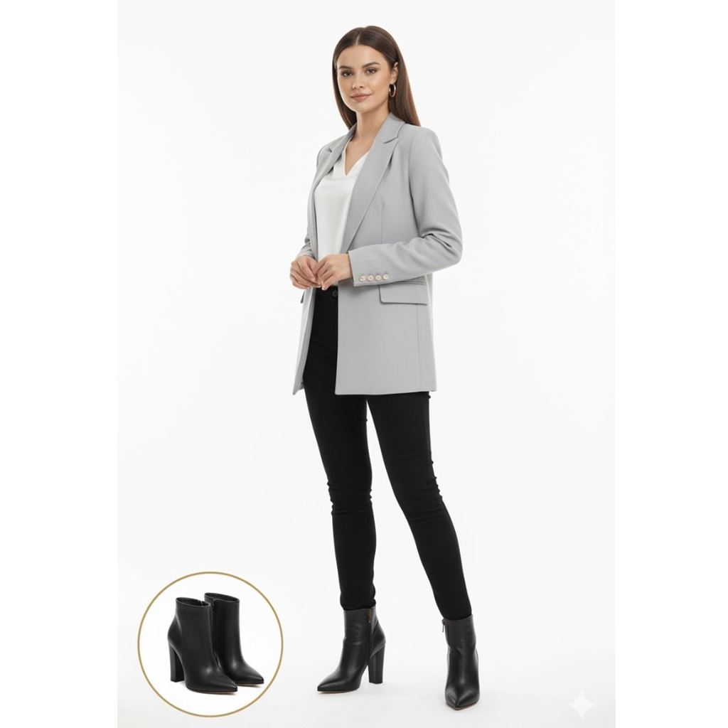 Blan Siyah Cilt Topuklu Bot