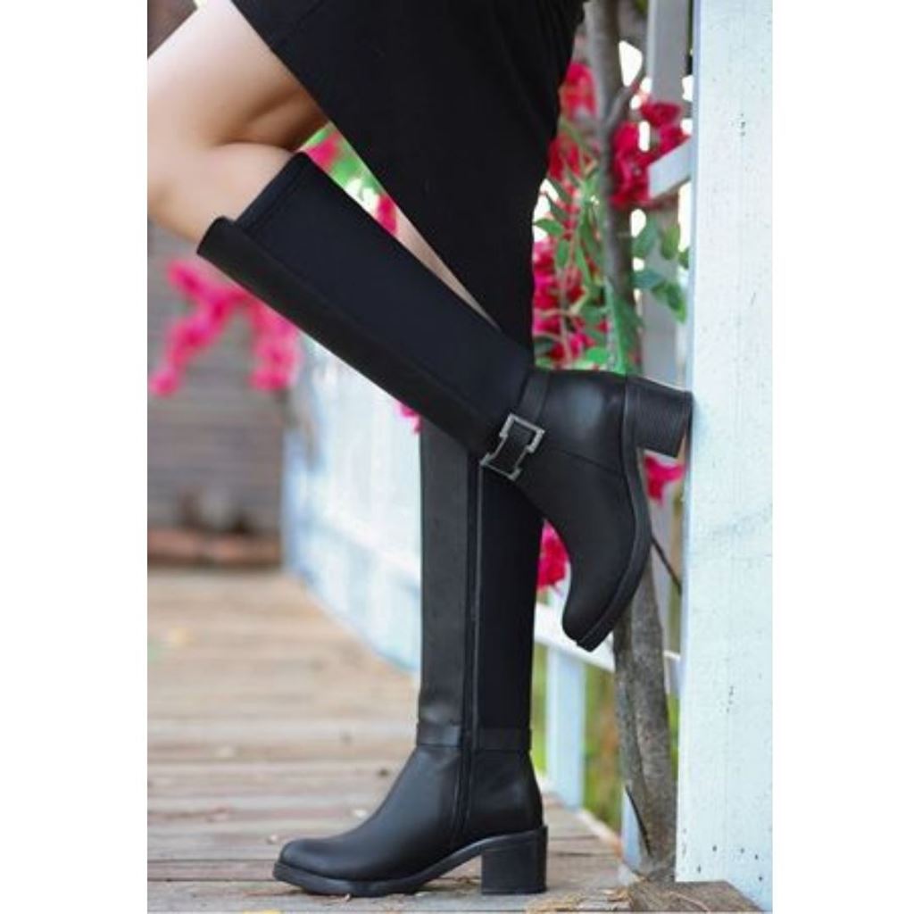 Emrat Siyah Cilt Topuklu Çizme