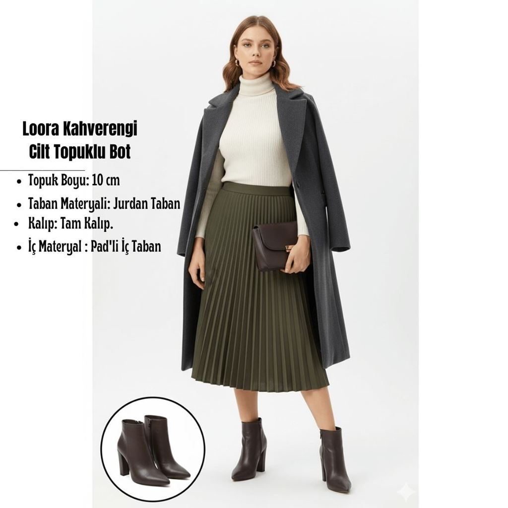 Loora Kahverengi Cilt Topuklu Bot