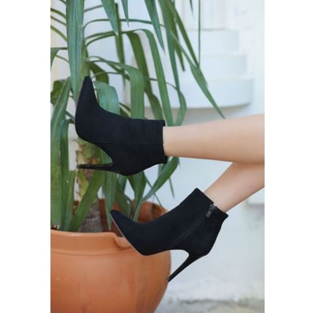 Blan Siyah Süet Topuklu Bot