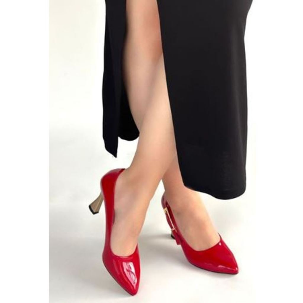 Motya Kırmızı Rugan Topuklu Ayakkabı