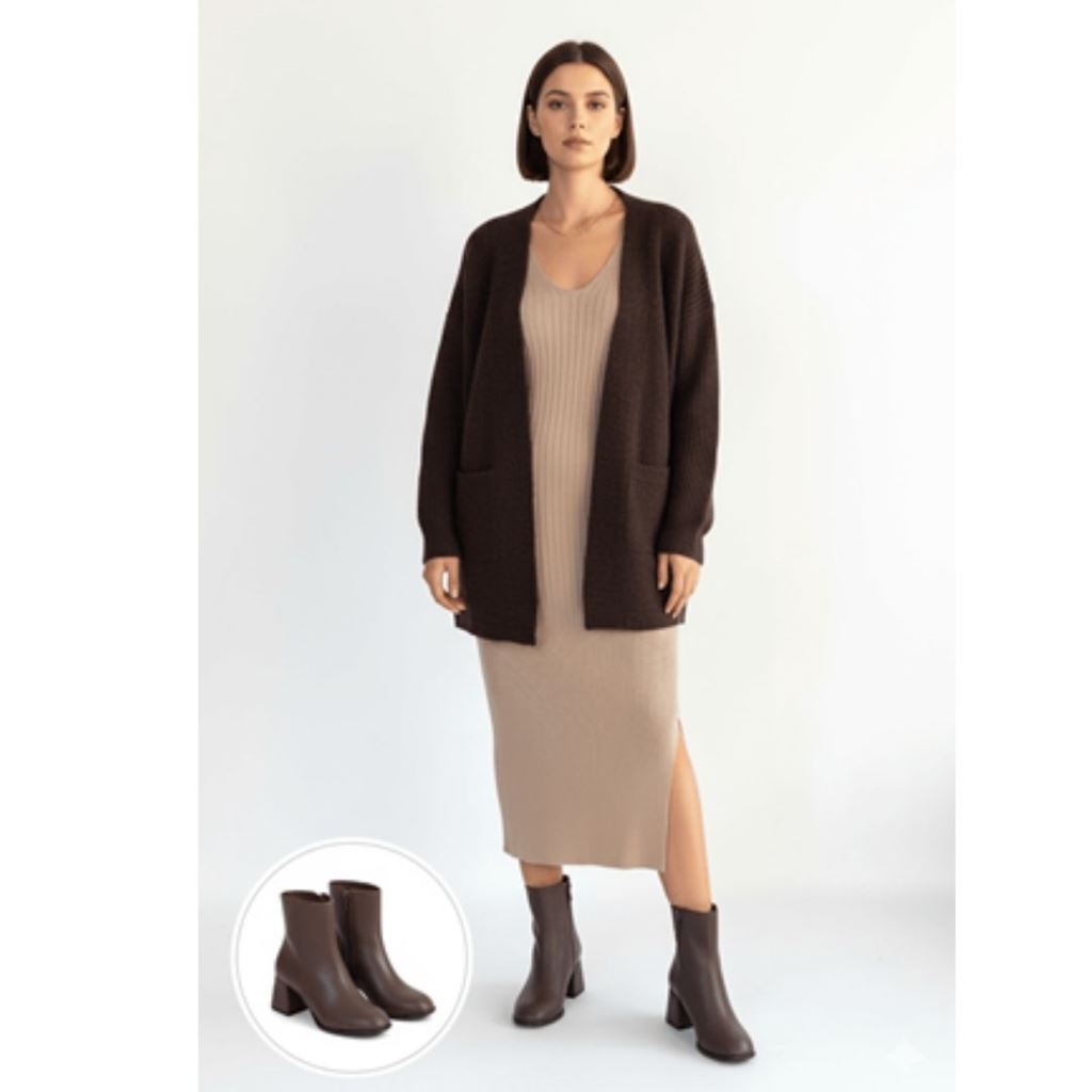 Tendy Kahverengi Cilt Topuklu Bot