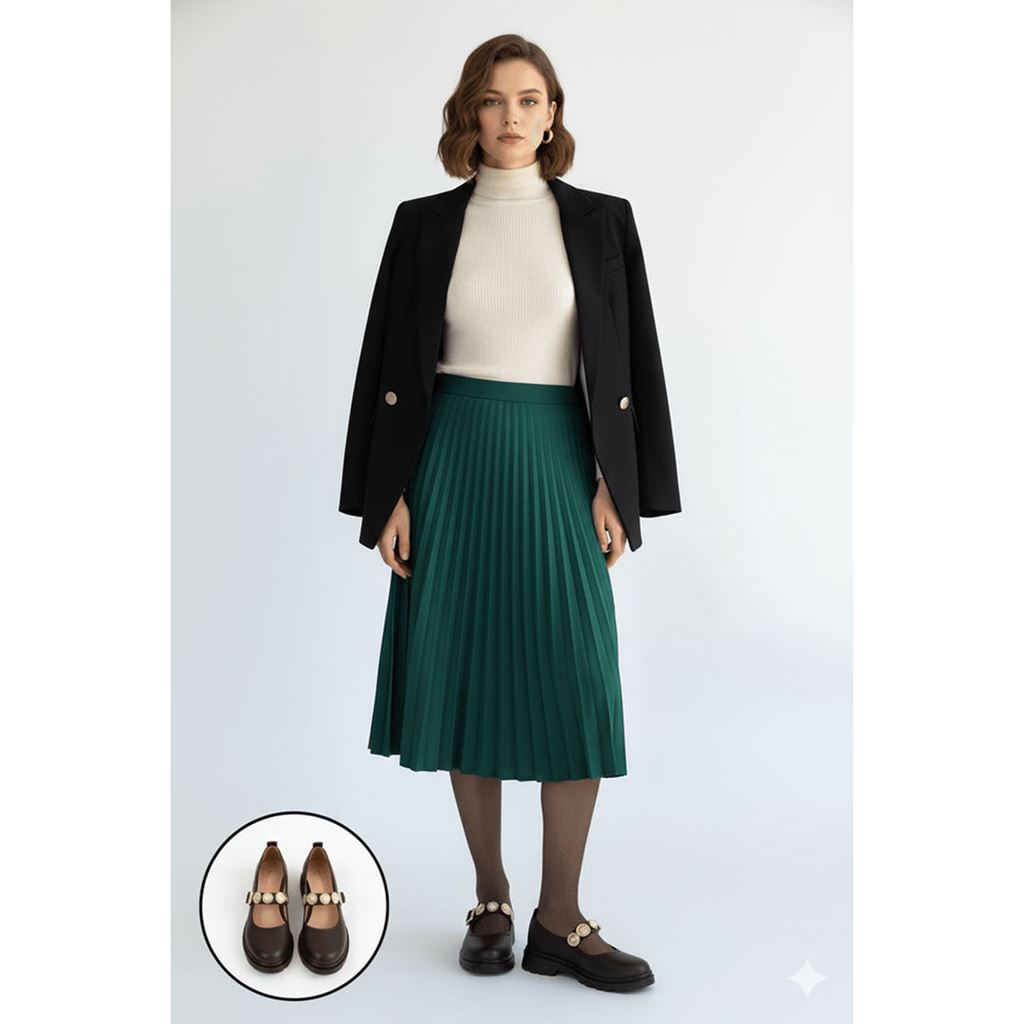 Okira Kahverengi Gold Madalyon Aksesuarlı Kalın Tabanlı Kadın Babet