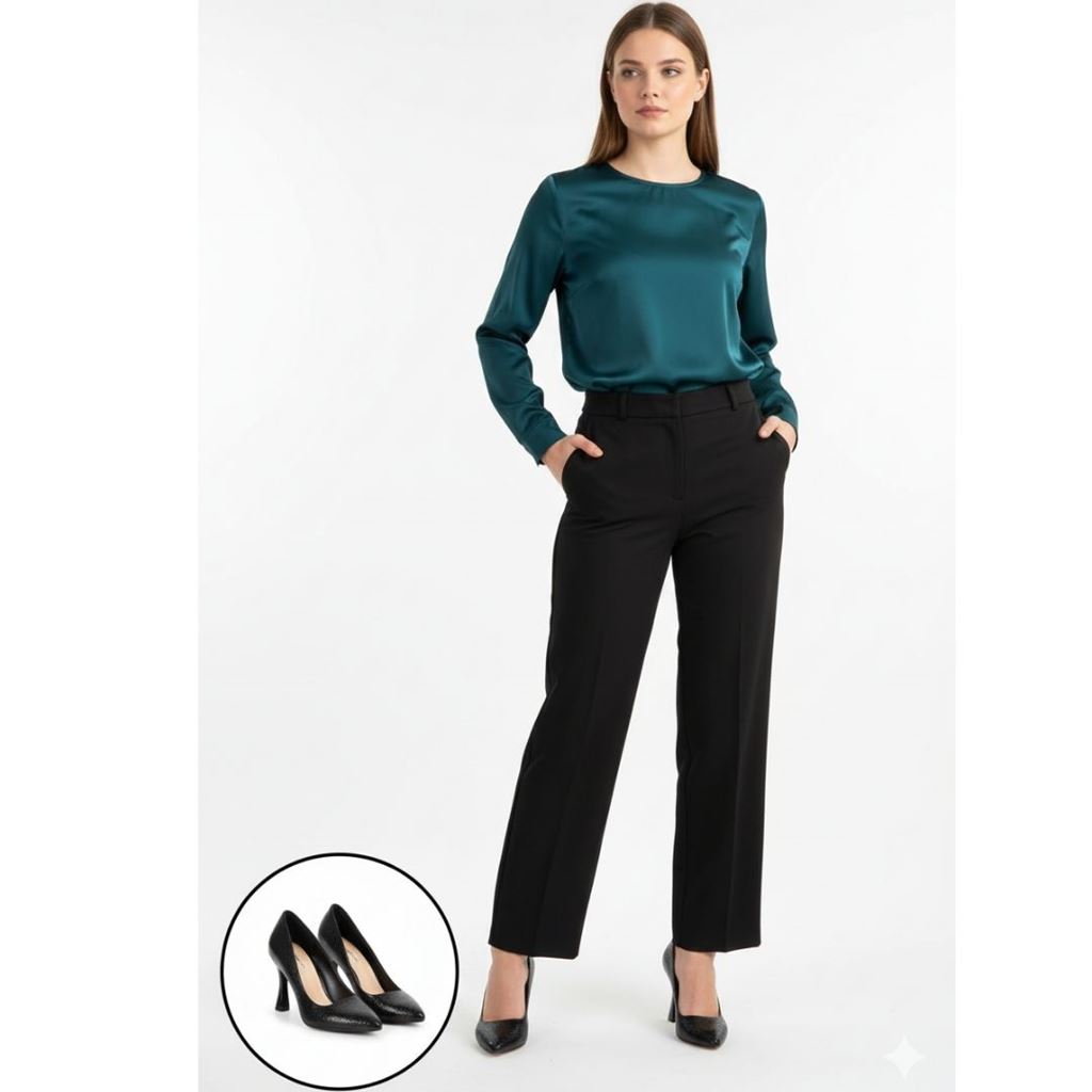 Merio Siyah Baskılı Rugan Topuklu Ayakkabı