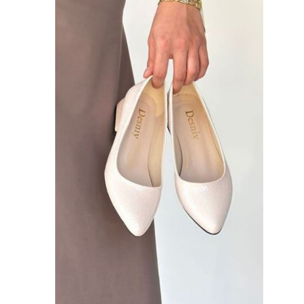 Nitya Bej Baskılı Rugan Topuklu Ayakkabı