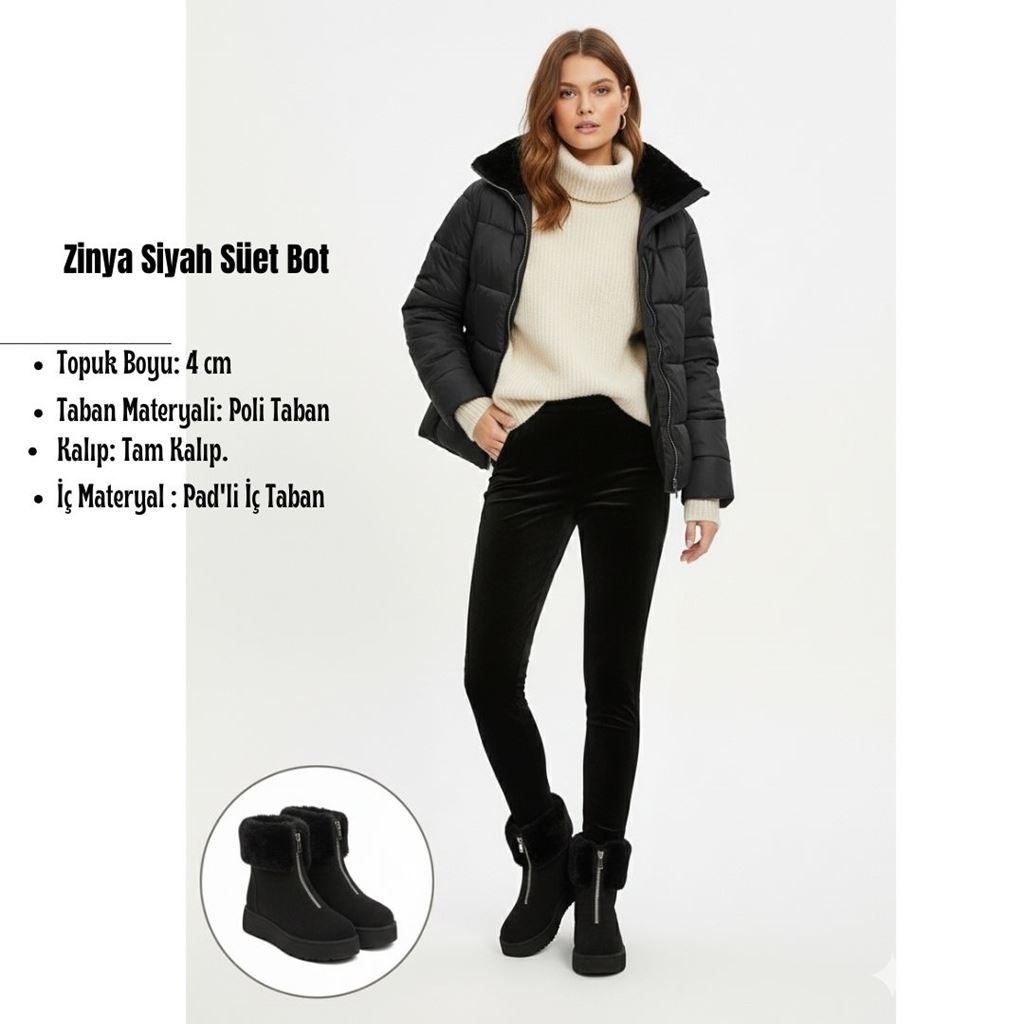 Zinya Siyah Süet Bot