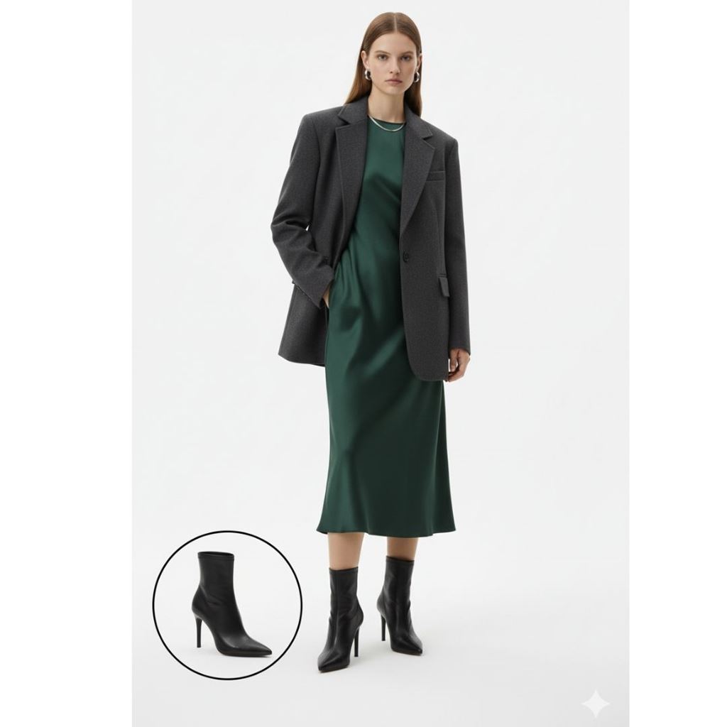 Verena Siyah Cilt Topuklu Streç Bot