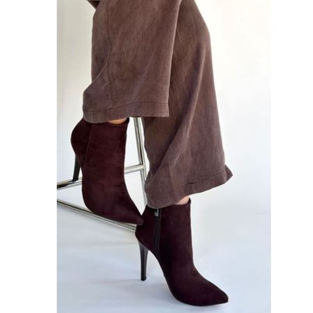 Blan Acı Kahve Süet Topuklu Bot