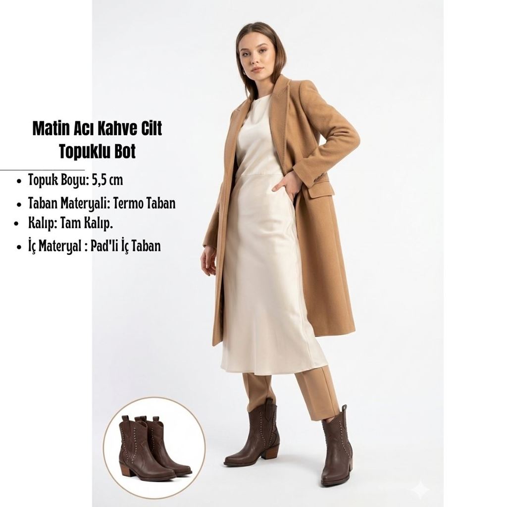 Matin Acı Kahve Cilt Topuklu Bot