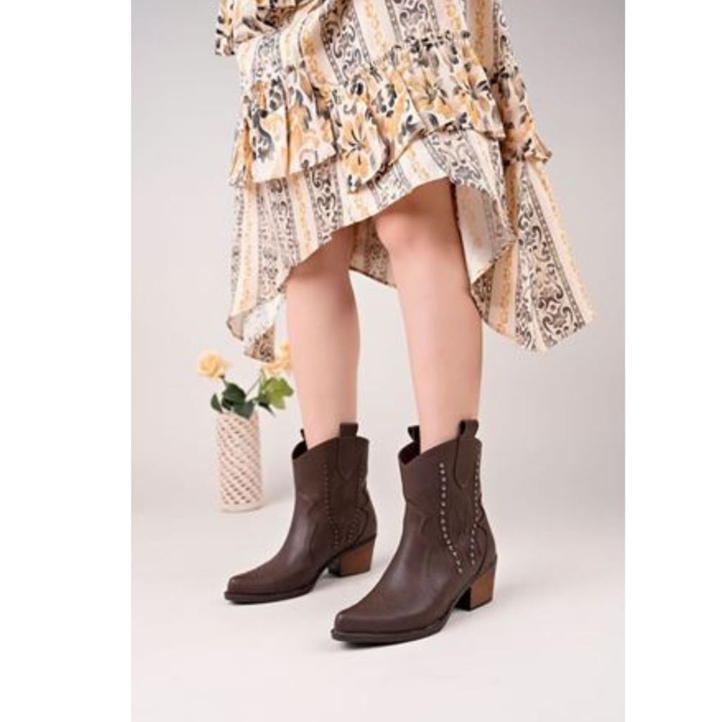 Matin Acı Kahve Cilt Topuklu Bot