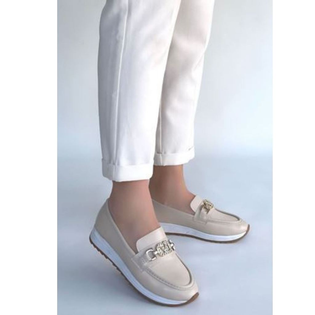 Otra Bej Cilt Babet Ayakkabı