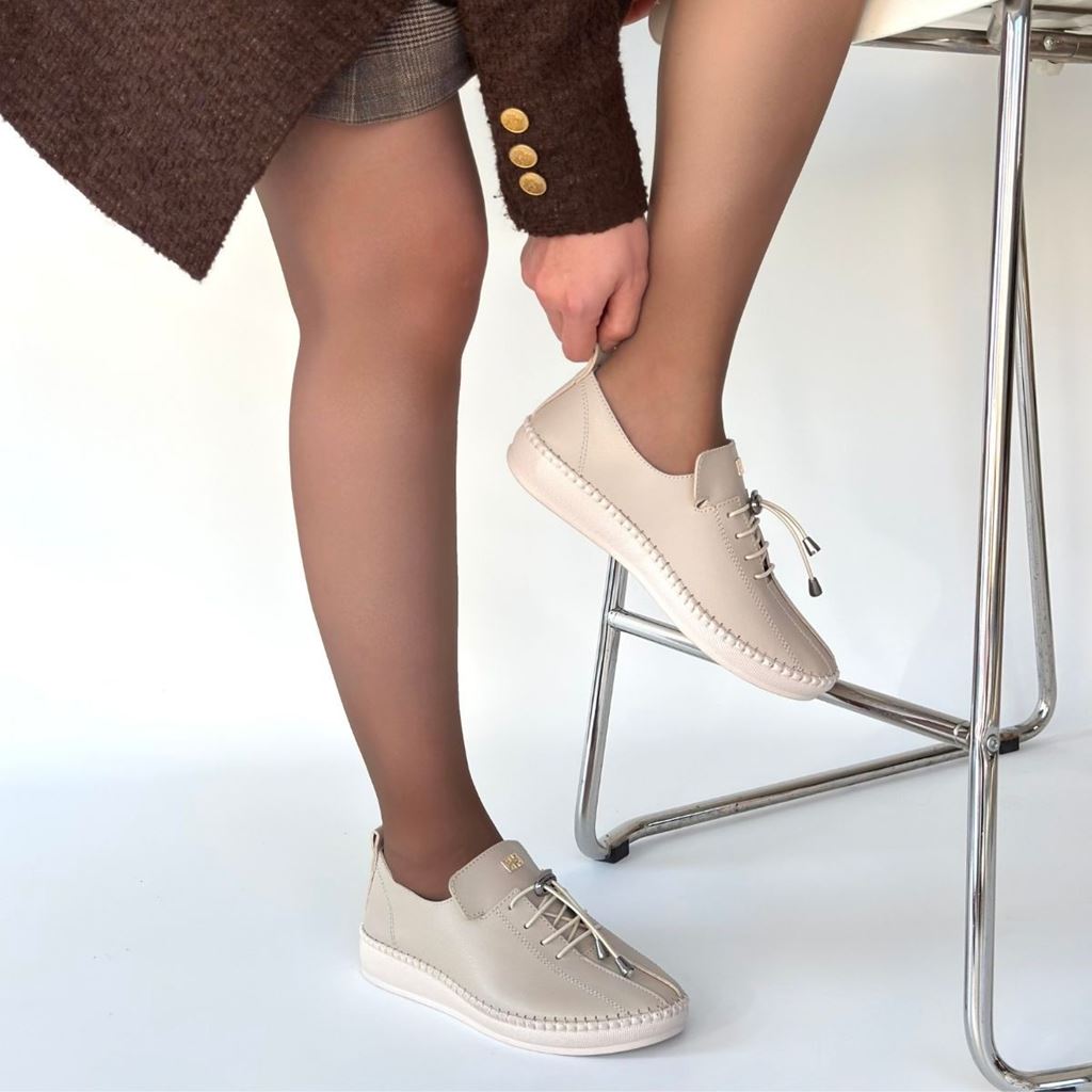 Warte Bej Cilt Bağcıklı Spor Ayakkabı