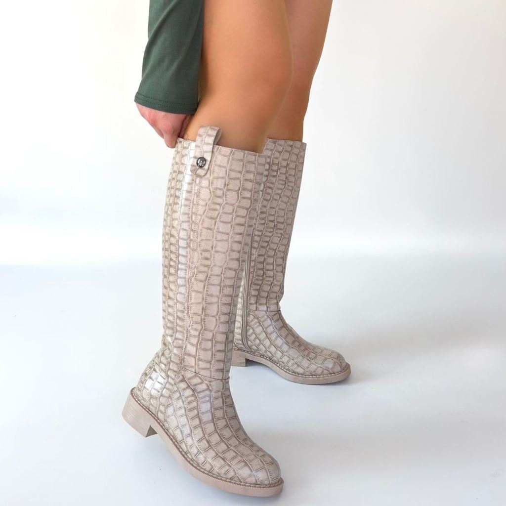 Metta Bej Cilt Desenli Çizme